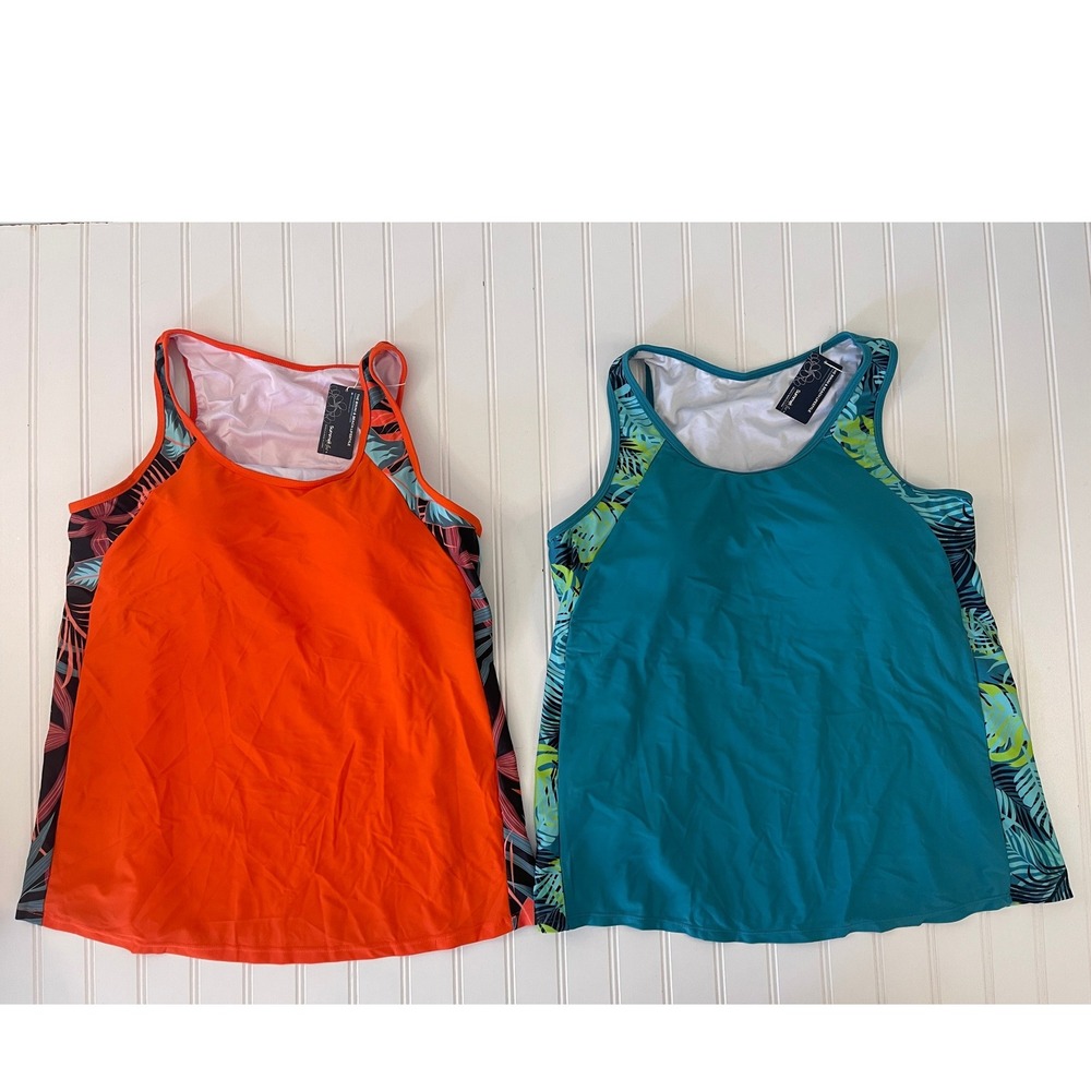 NWT Summer Mae Tropical Palm Leaf Racerback Tankini Swim Top Bundle Size 12